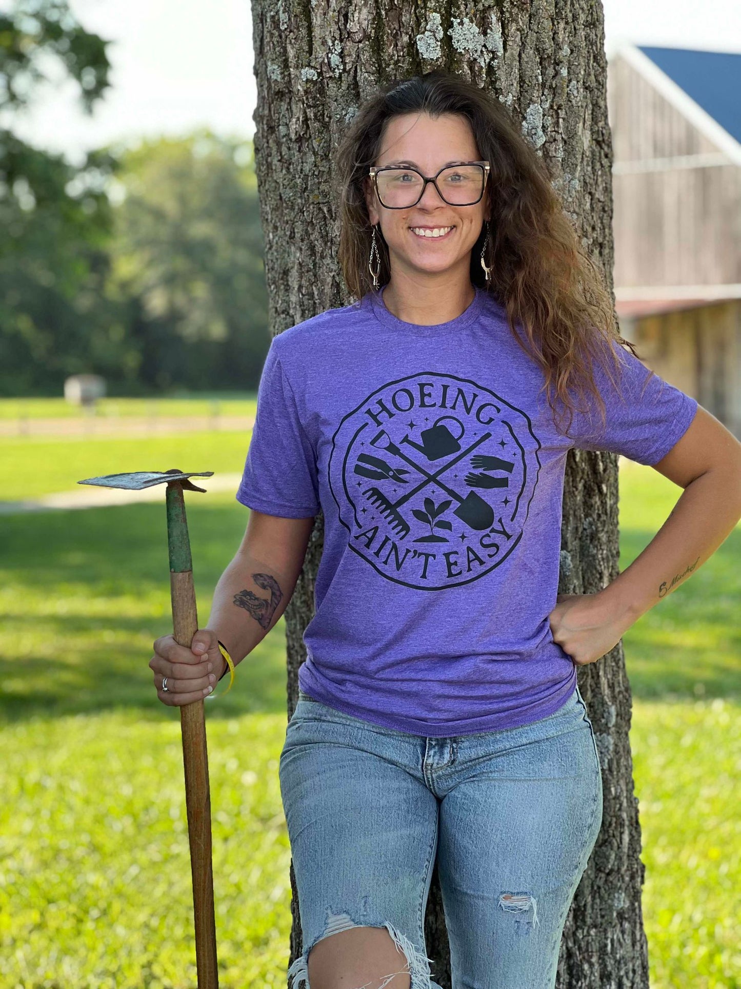 Hoeing Ain't Easy on Heather Purple