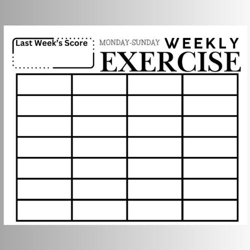 Weekly Exercise and Activity Checklist Poster