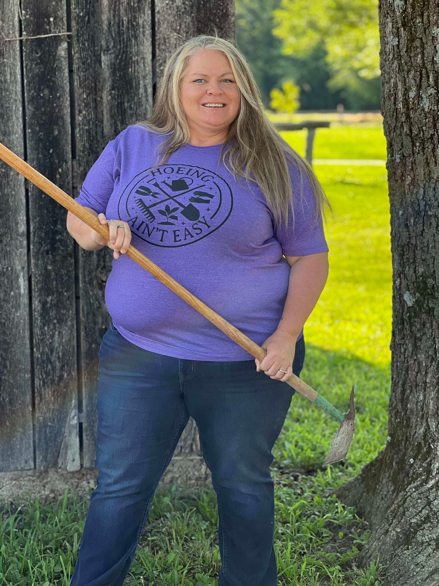 Hoeing Ain't Easy on Heather Purple