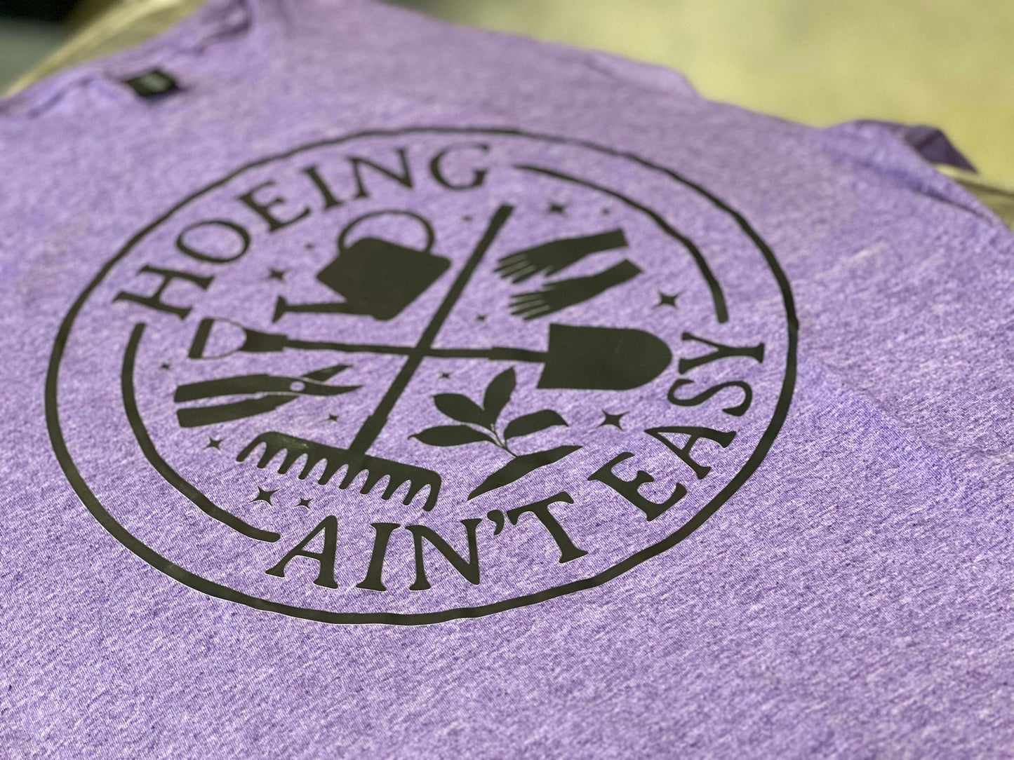 Hoeing Ain't Easy on Heather Purple
