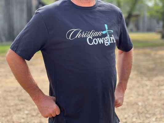 Christian Cowgirl:  Black with Teal Cross