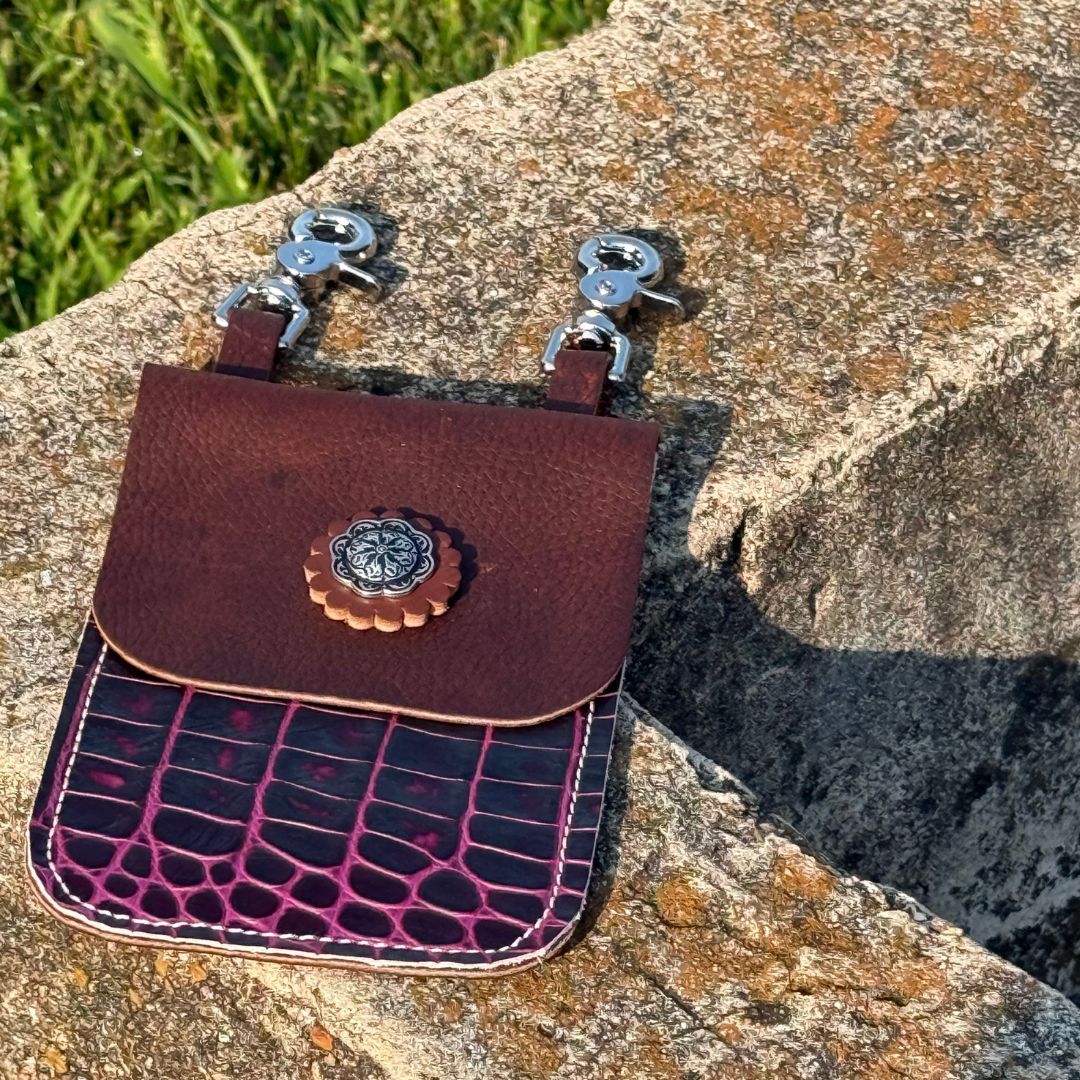 Leather Phone Pouch - Purple