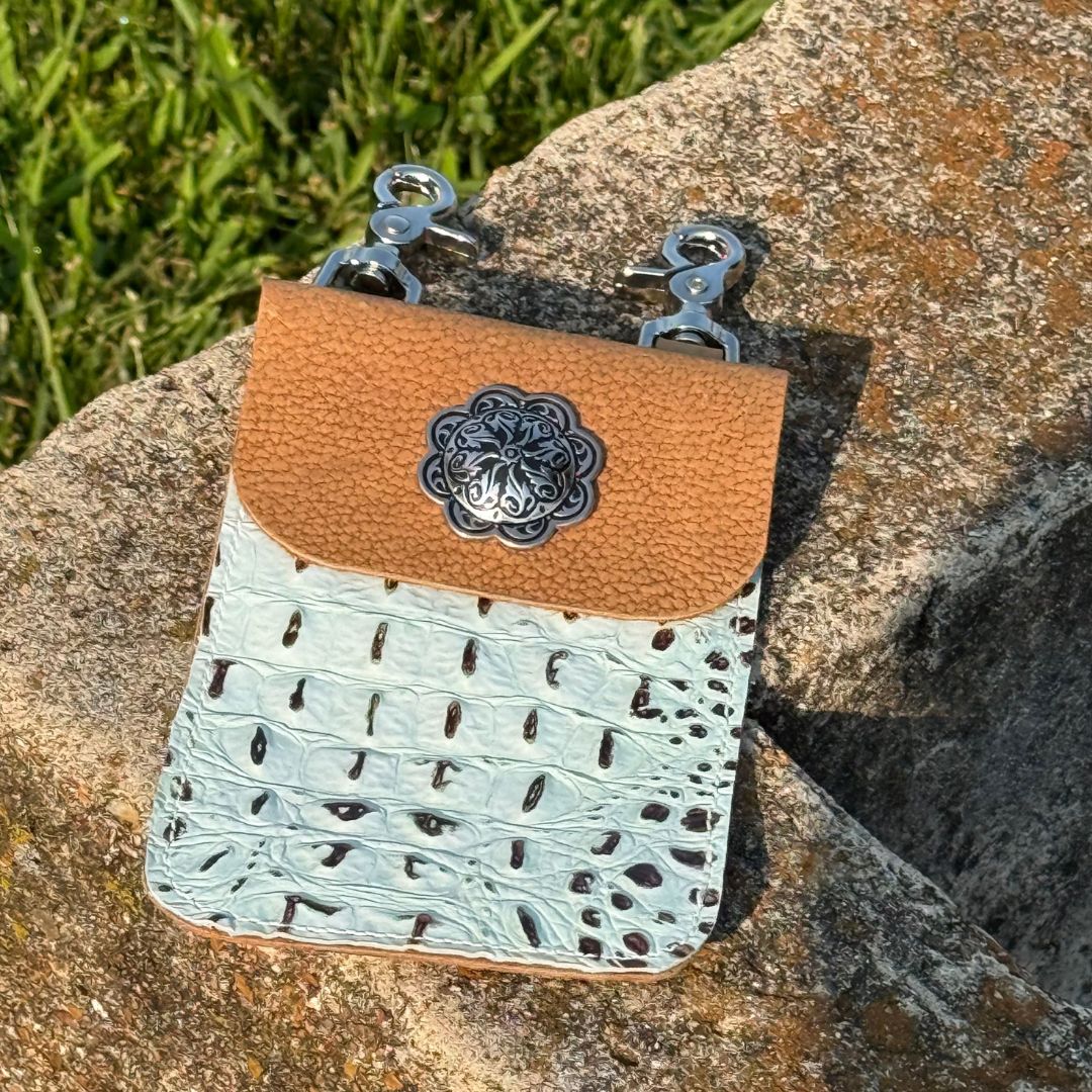 Leather Phone Pouch - Teal